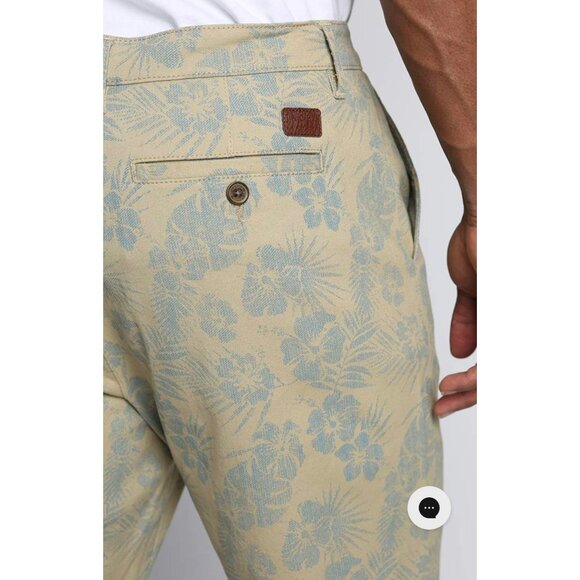 Jachs‎ Men's Stretch Chino Short 9" Inseam Khaki Floral Print Size 31 Golf Beach - Picture 2 of 3